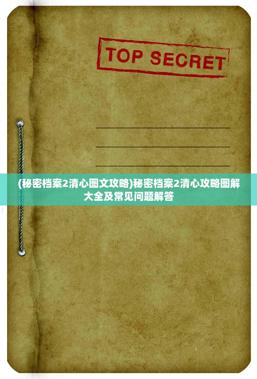 (秘密档案2清心图文攻略)秘密档案2清心攻略图解大全及常见问题解答